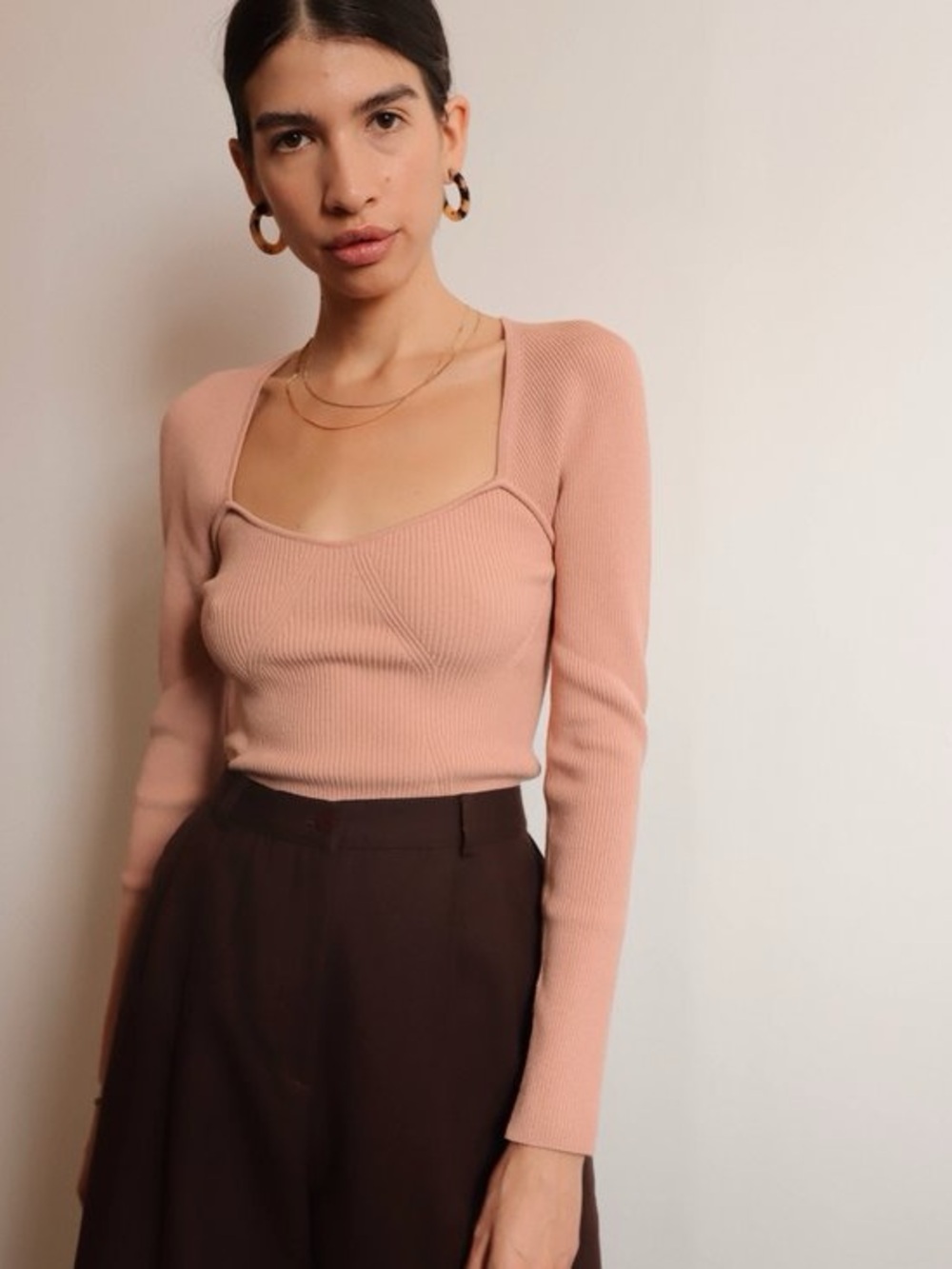 ASTR The Label Rosa Cutout Ribbed Sweater Blush NWT Size Medium